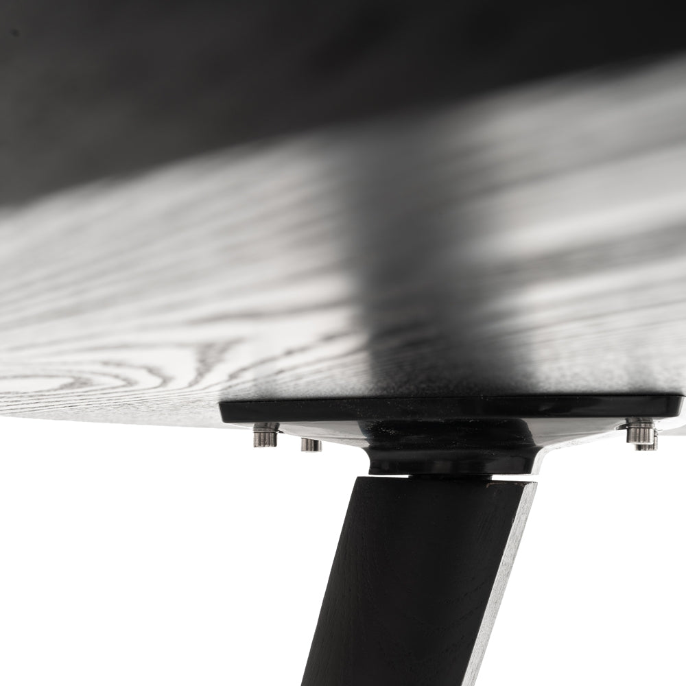 100cm Round Siena Dining Table - Black Veneer Top - Black Legs