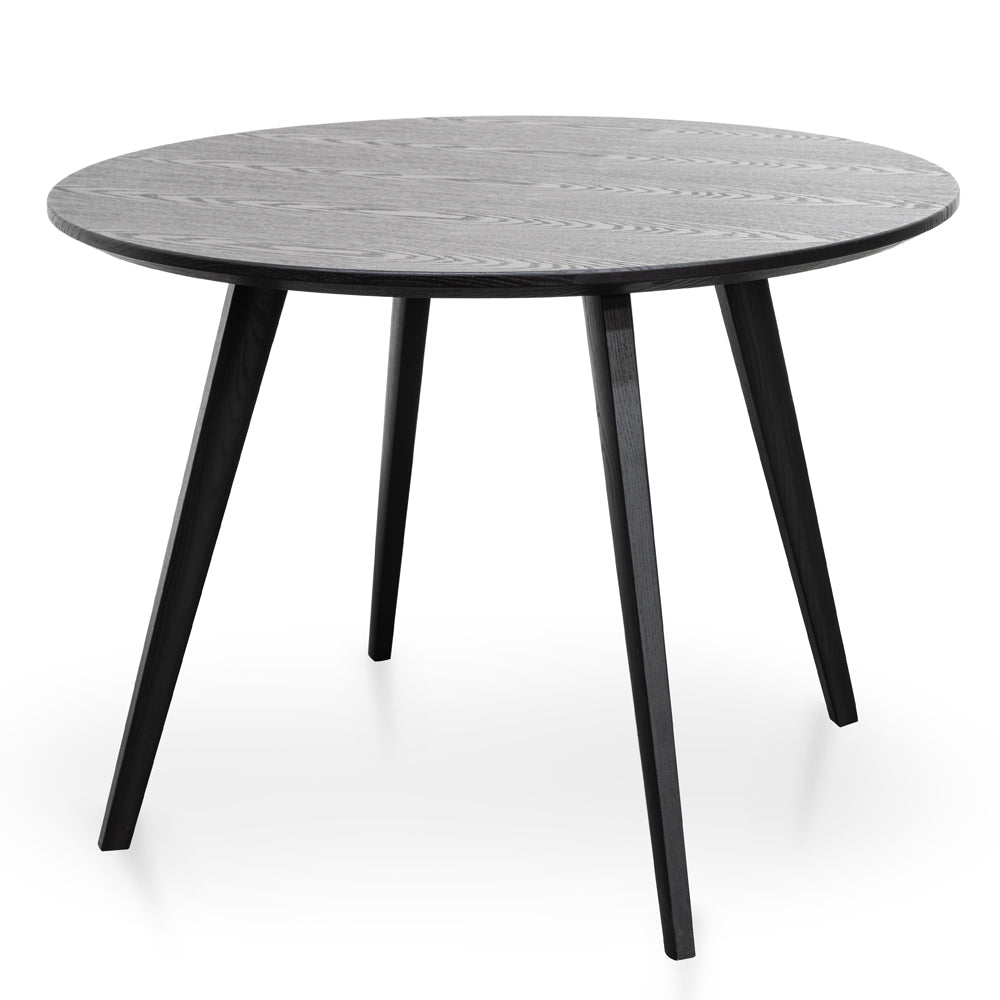 100cm Round Siena Dining Table - Black Veneer Top - Black Legs