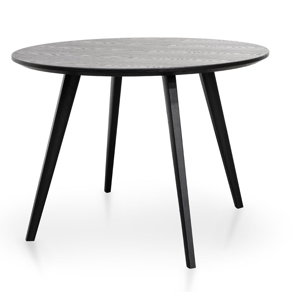 100cm Round Siena Dining Table - Black Veneer Top - Black Legs