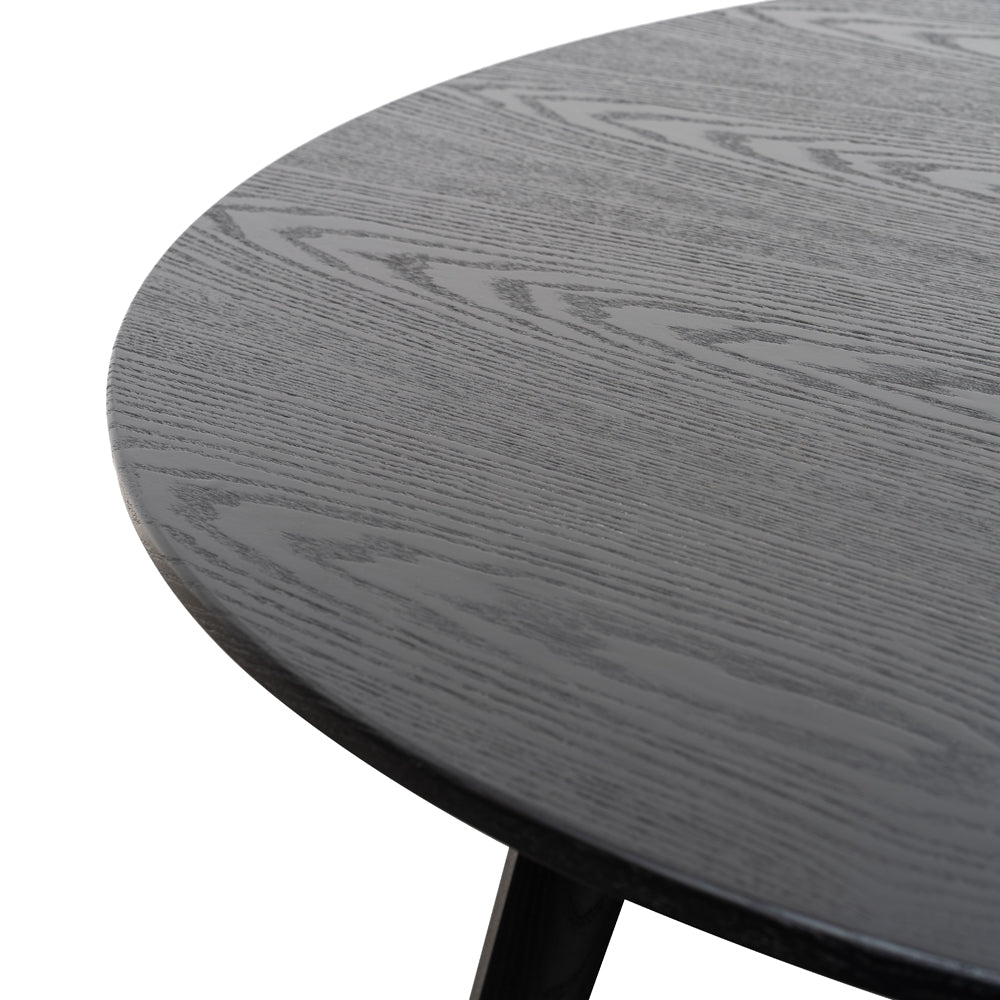 100cm Round Siena Dining Table - Black Veneer Top - Black Legs