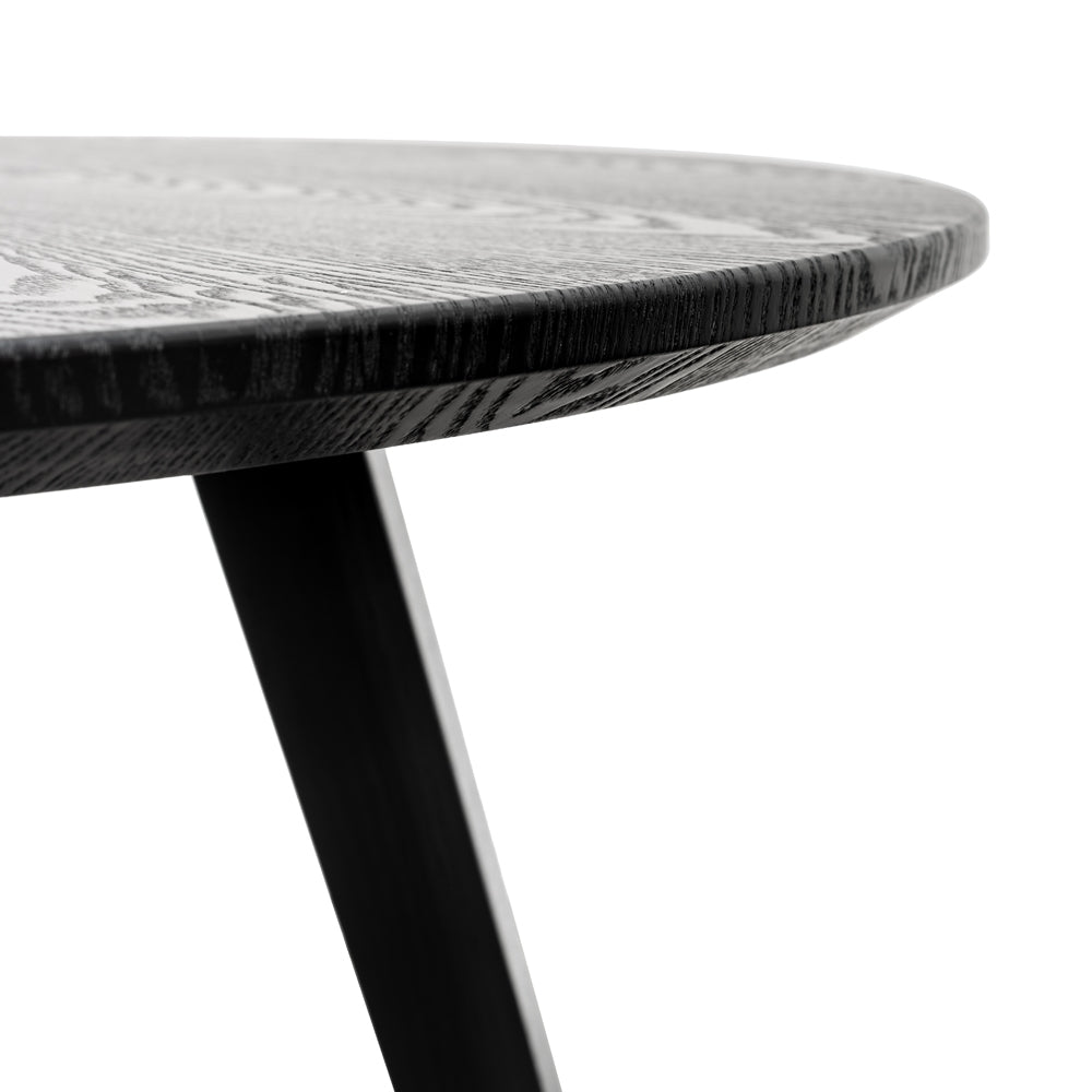 100cm Round Siena Dining Table - Black Veneer Top - Black Legs