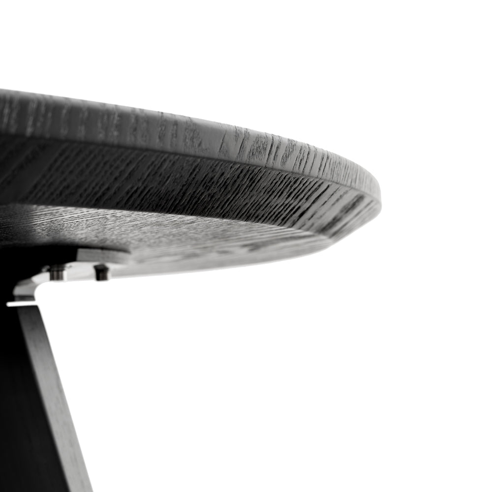 100cm Round Siena Dining Table - Black Veneer Top - Black Legs