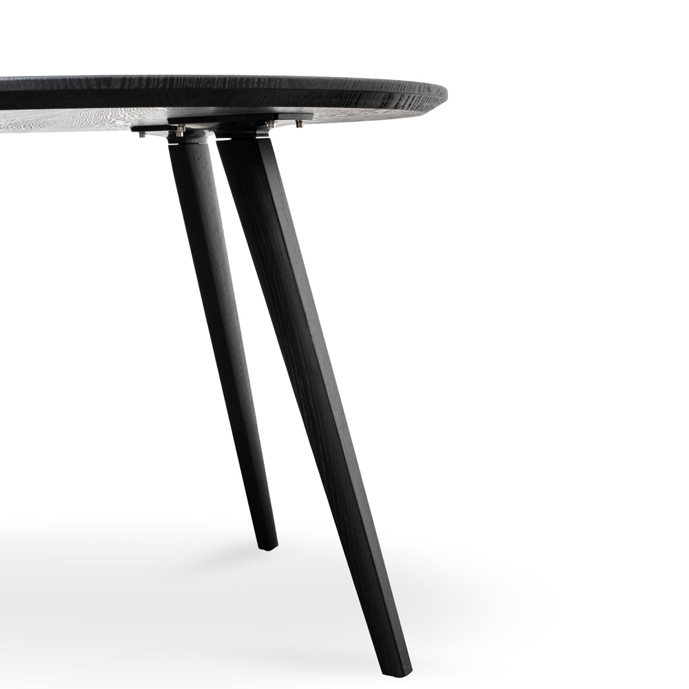 100cm Round Siena Dining Table - Black Veneer Top - Black Legs