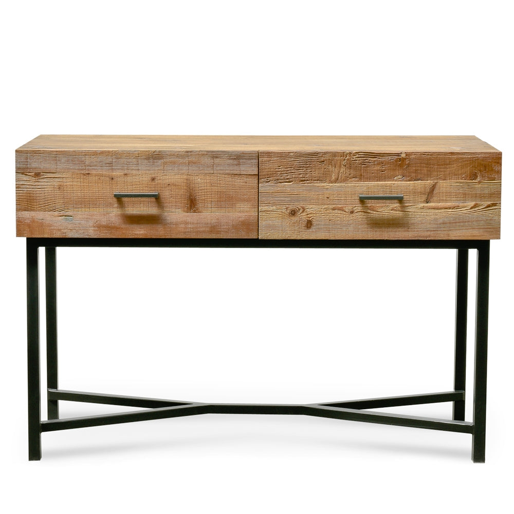 1.2m Reclaimed Pine Ferrara Console Table - Black Base