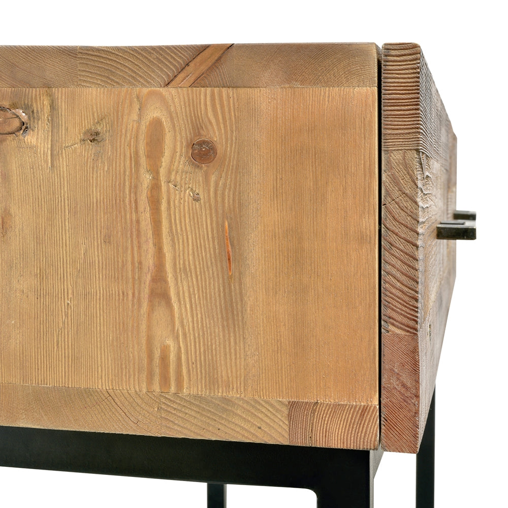 1.2m Reclaimed Pine Ferrara Console Table - Black Base