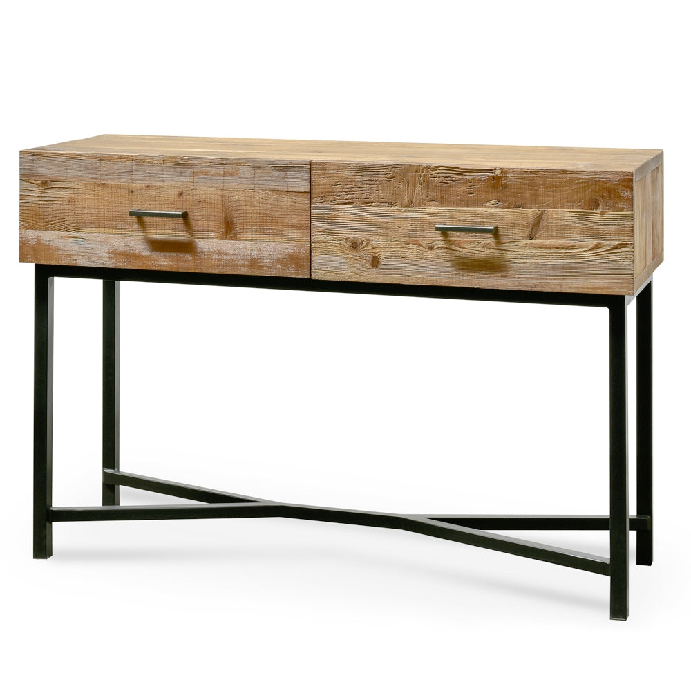 1.2m Reclaimed Pine Ferrara Console Table - Black Base