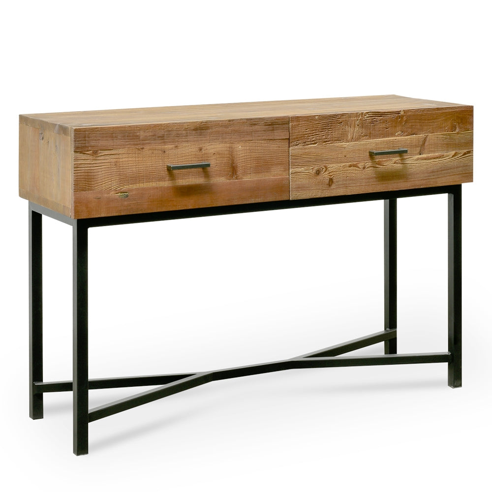 1.2m Reclaimed Pine Ferrara Console Table - Black Base