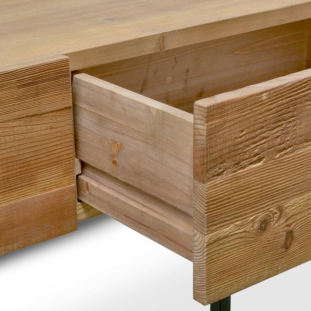 1.2m Reclaimed Pine Ferrara Console Table - Black Base