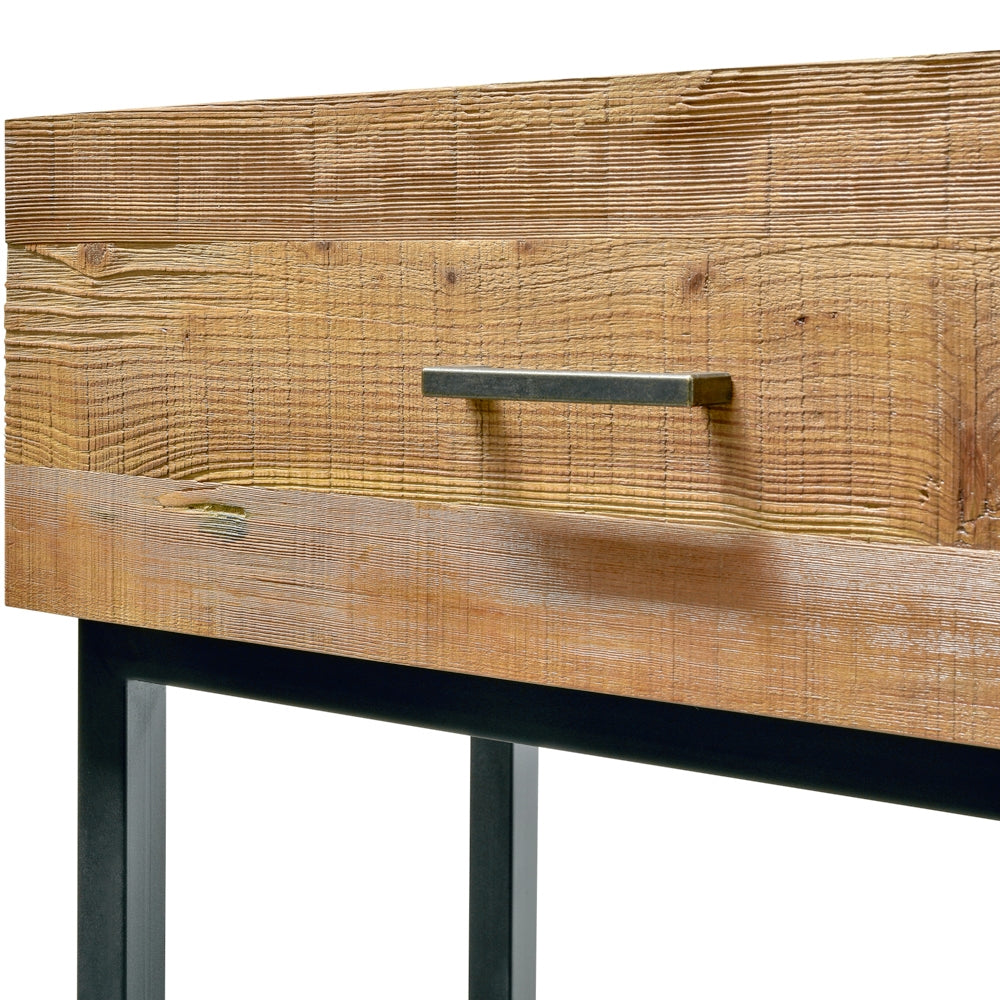 1.2m Reclaimed Pine Ferrara Console Table - Black Base
