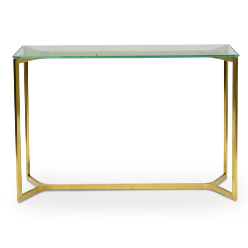 1.2m Glass Ferrara Console Table - Gold Base