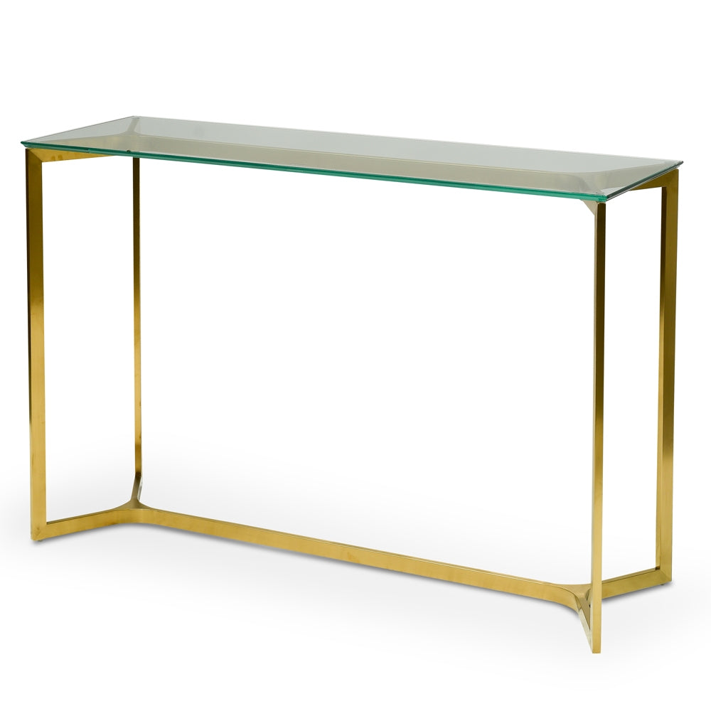 1.2m Glass Ferrara Console Table - Gold Base