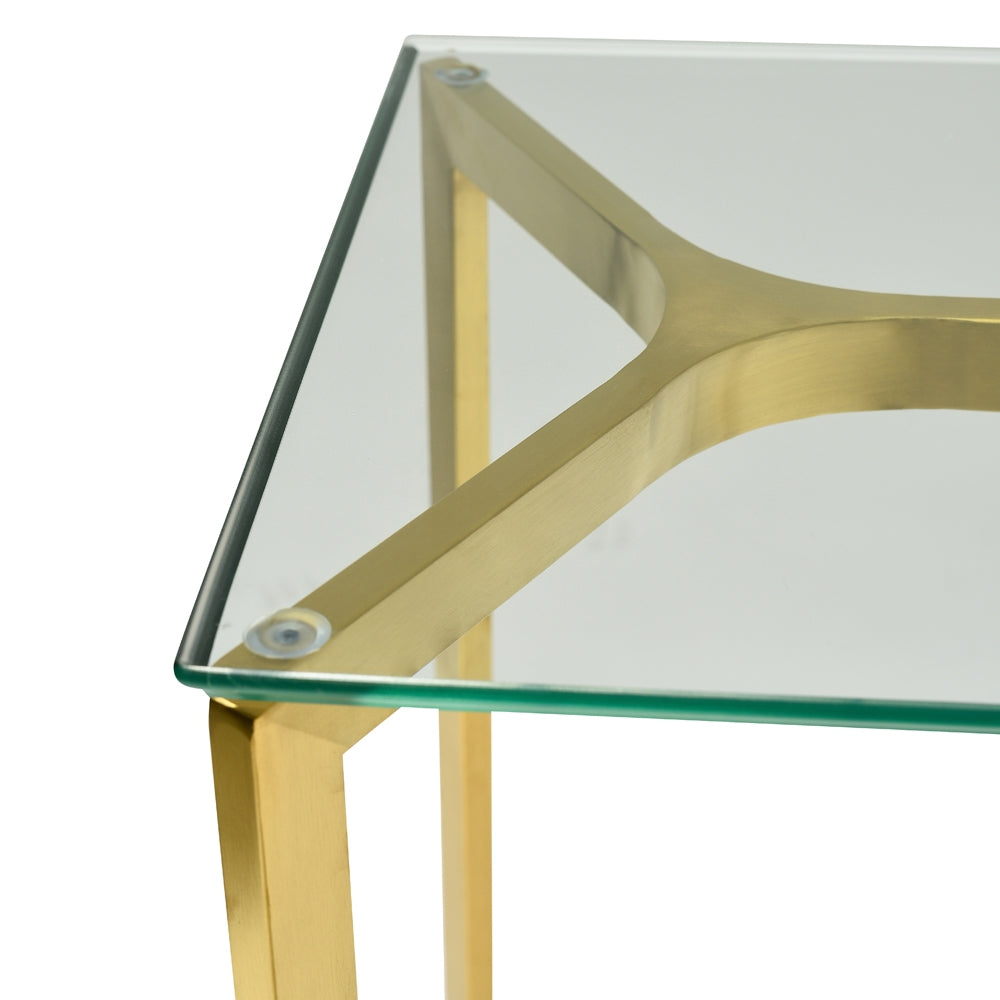 1.2m Glass Ferrara Console Table - Gold Base