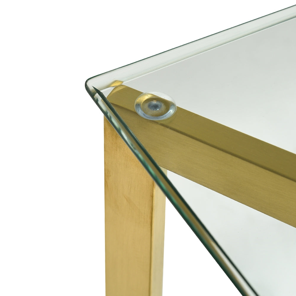 1.2m Glass Ferrara Console Table - Gold Base