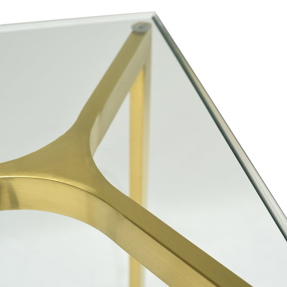 1.2m Glass Ferrara Console Table - Gold Base
