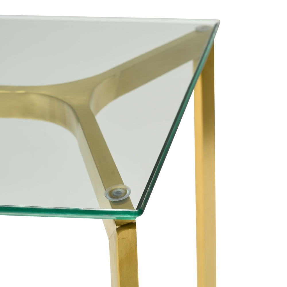 1.2m Glass Ferrara Console Table - Gold Base