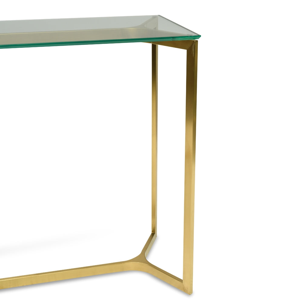 1.2m Glass Ferrara Console Table - Gold Base