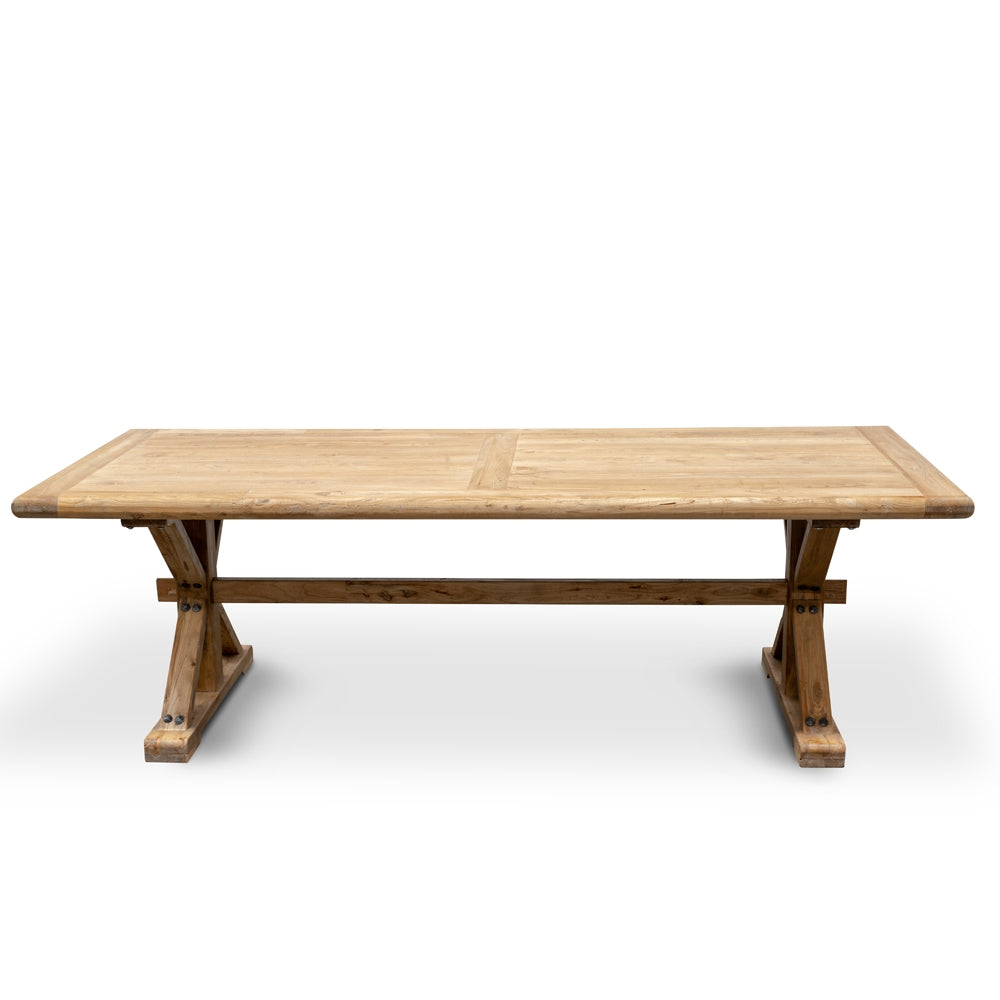 Elm Wood 2.4m Siena Dining Table - Rustic Natural