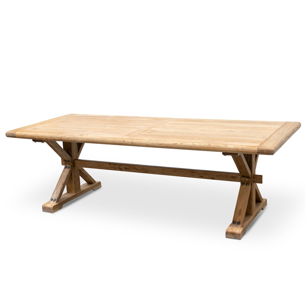 Elm Wood 2.4m Siena Dining Table - Rustic Natural