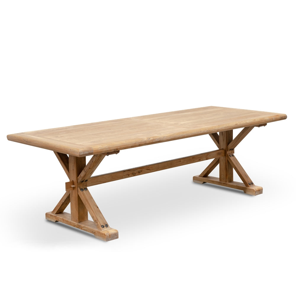 Elm Wood 2.4m Siena Dining Table - Rustic Natural