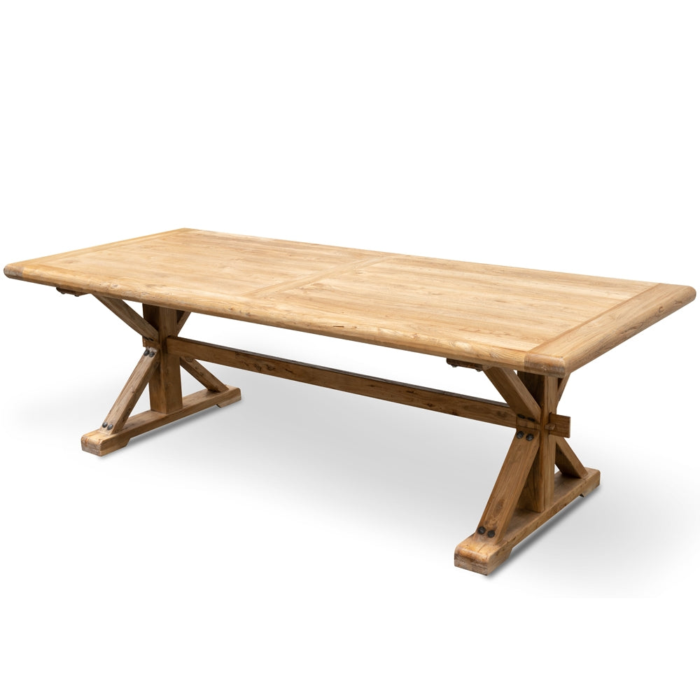 Elm Wood 2.4m Siena Dining Table - Rustic Natural