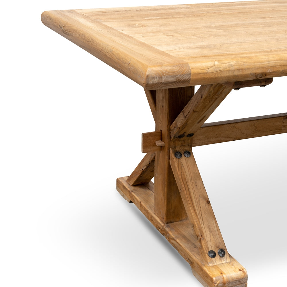 Elm Wood 2.4m Siena Dining Table - Rustic Natural