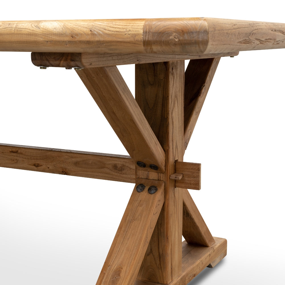 Elm Wood 2.4m Siena Dining Table - Rustic Natural