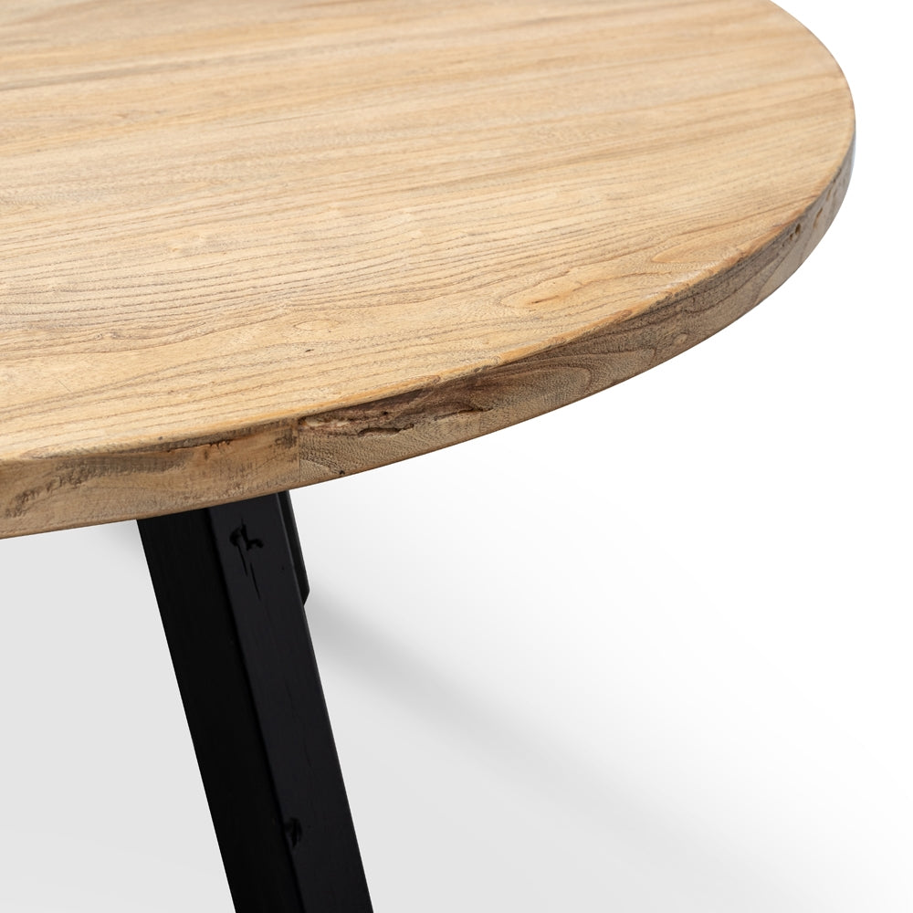 Reclaimed 1.25m Round Siena Dining Table - Black Legs