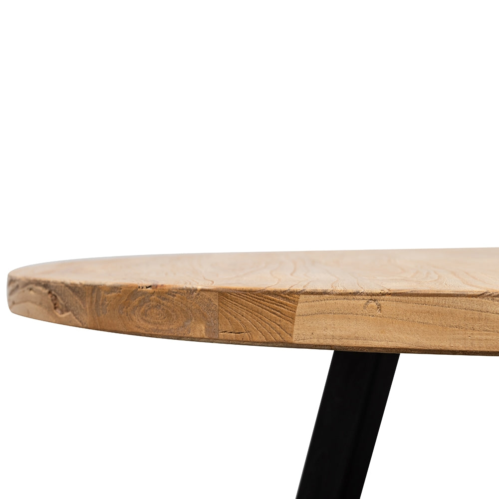 Reclaimed 1.25m Round Siena Dining Table - Black Legs