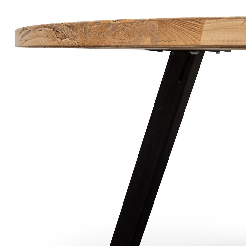 Reclaimed 1.25m Round Siena Dining Table - Black Legs