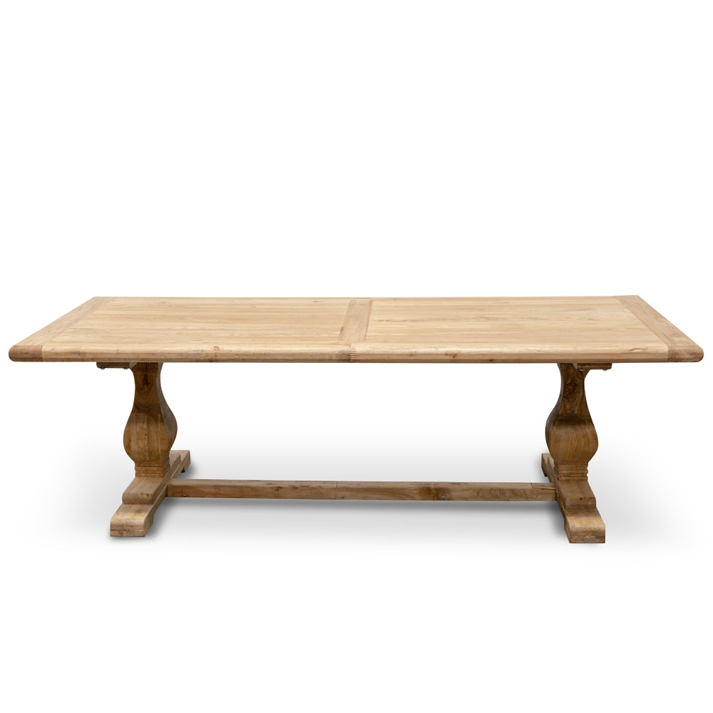 Elm Wood 2.4m Siena Dining Table - Rustic Natural