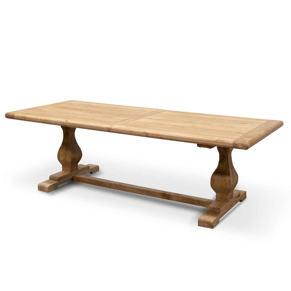 Elm Wood 2.4m Siena Dining Table - Rustic Natural