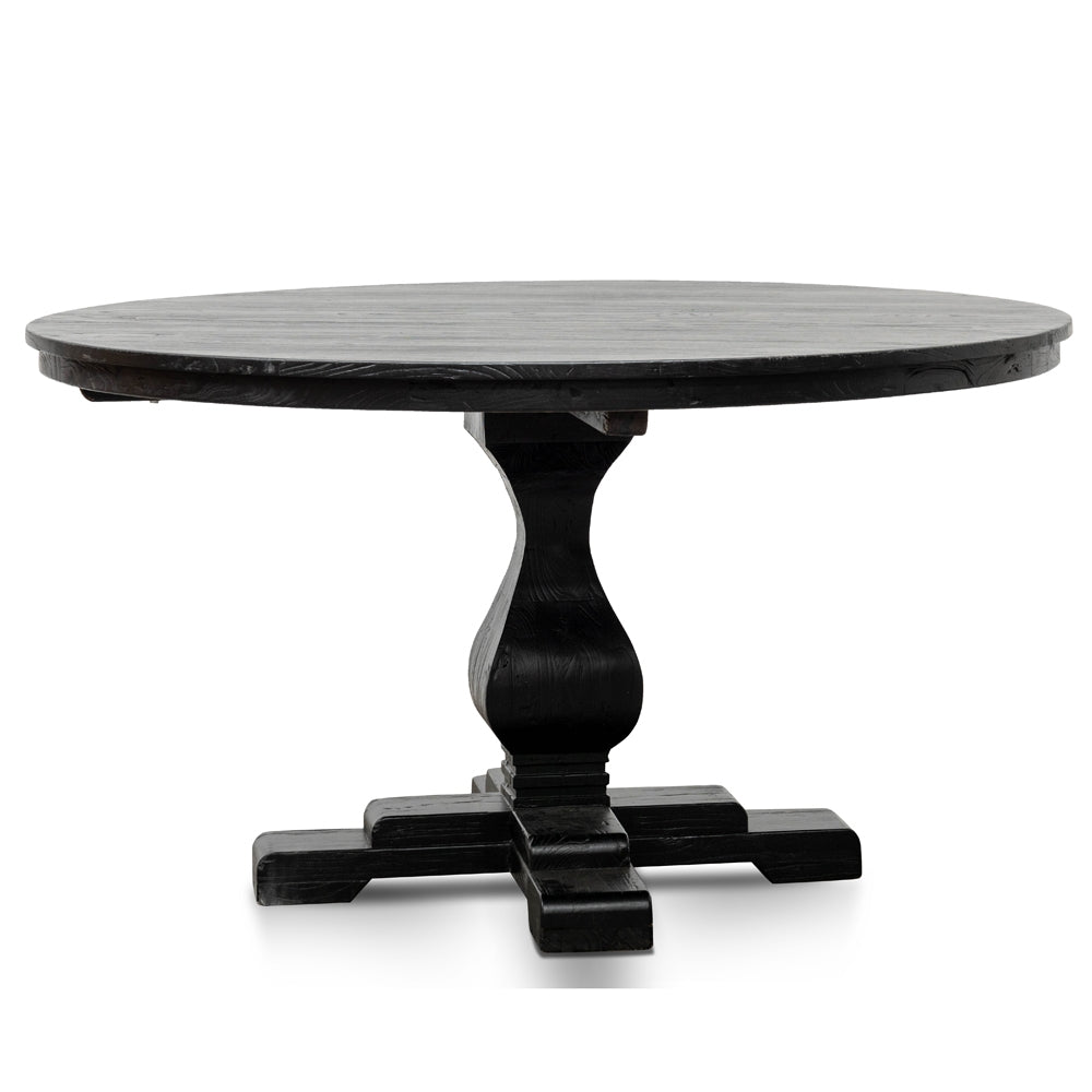 Reclaimed 140cm Round Siena Dining Table - Rustic Black
