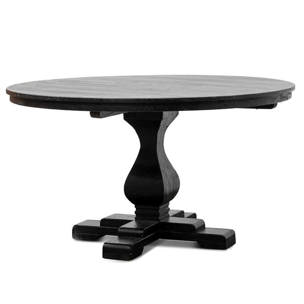 Reclaimed 140cm Round Siena Dining Table - Rustic Black