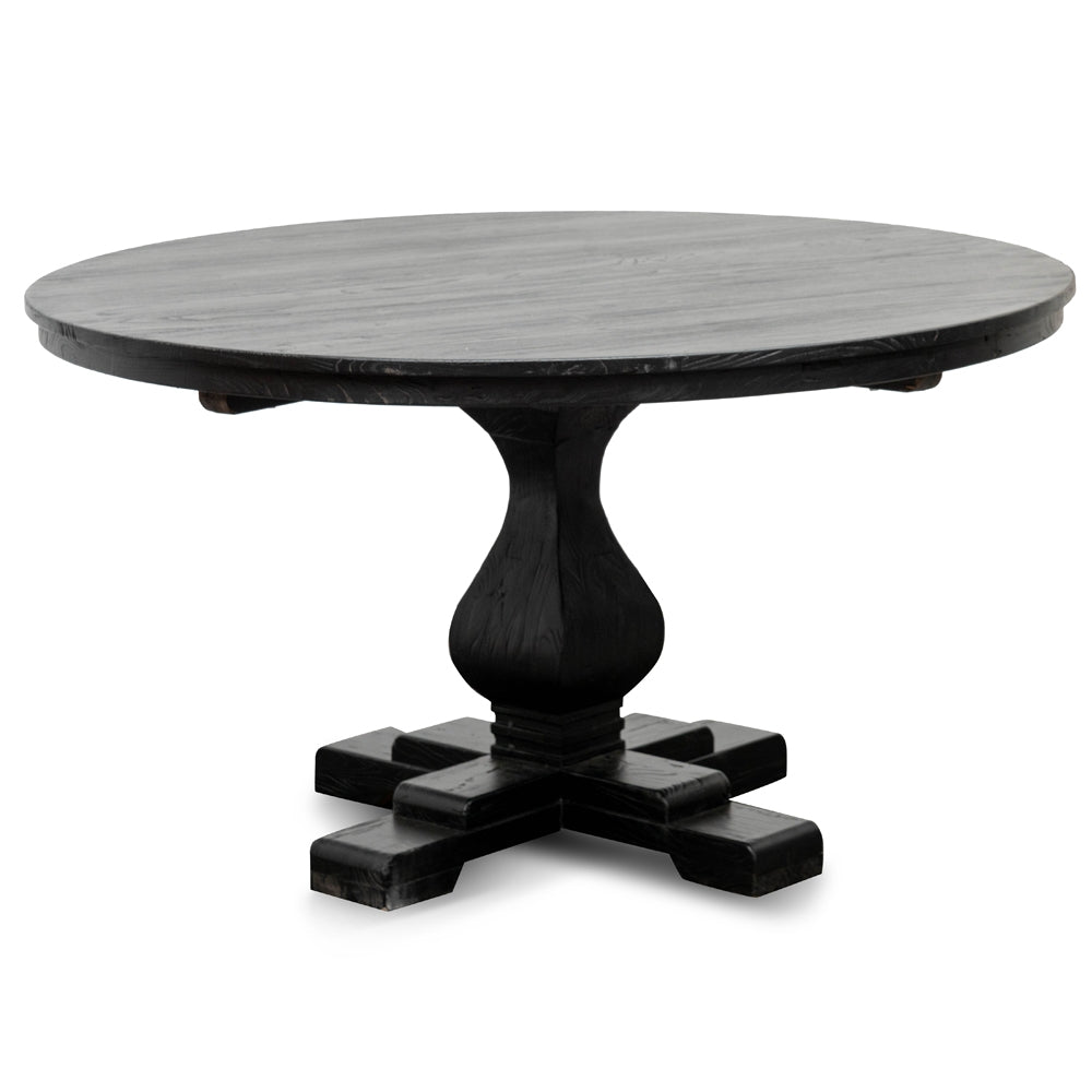 Reclaimed 140cm Round Siena Dining Table - Rustic Black