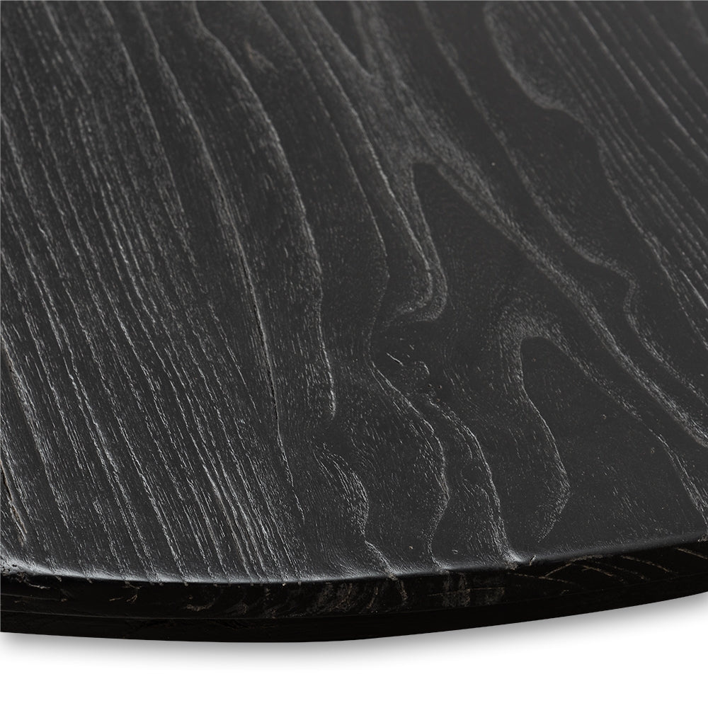 Reclaimed 140cm Round Siena Dining Table - Rustic Black