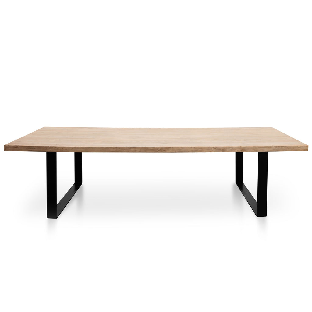 Reclaimed Elm Wood Siena Dining Table 3m - Rustic Natural - Thick Top