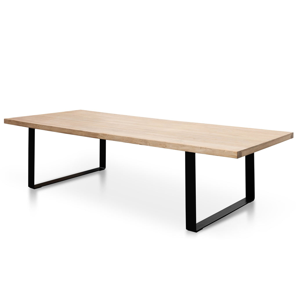 Reclaimed Elm Wood Siena Dining Table 3m - Rustic Natural - Thick Top