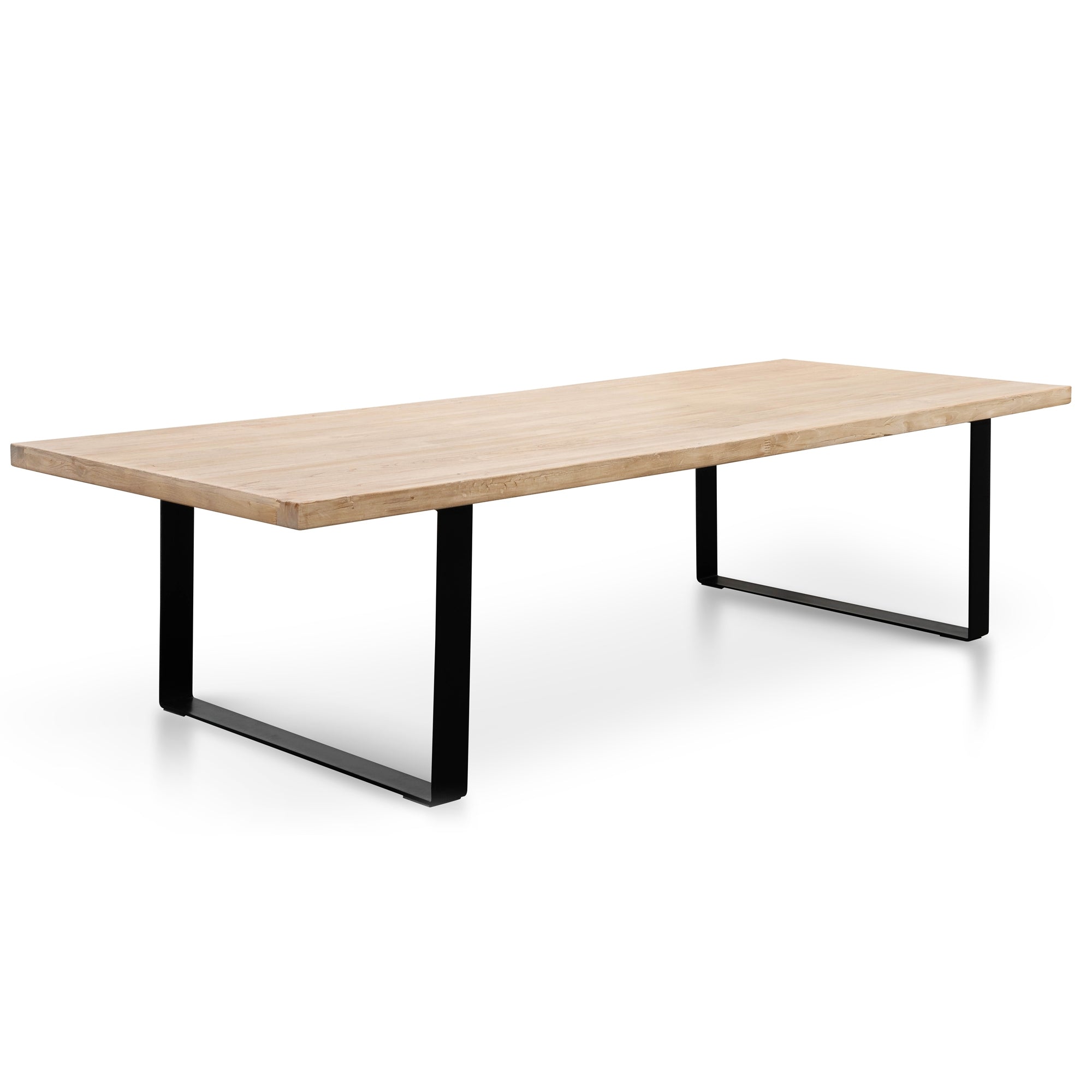 Reclaimed Elm Wood Siena Dining Table 3m - Rustic Natural - Thick Top