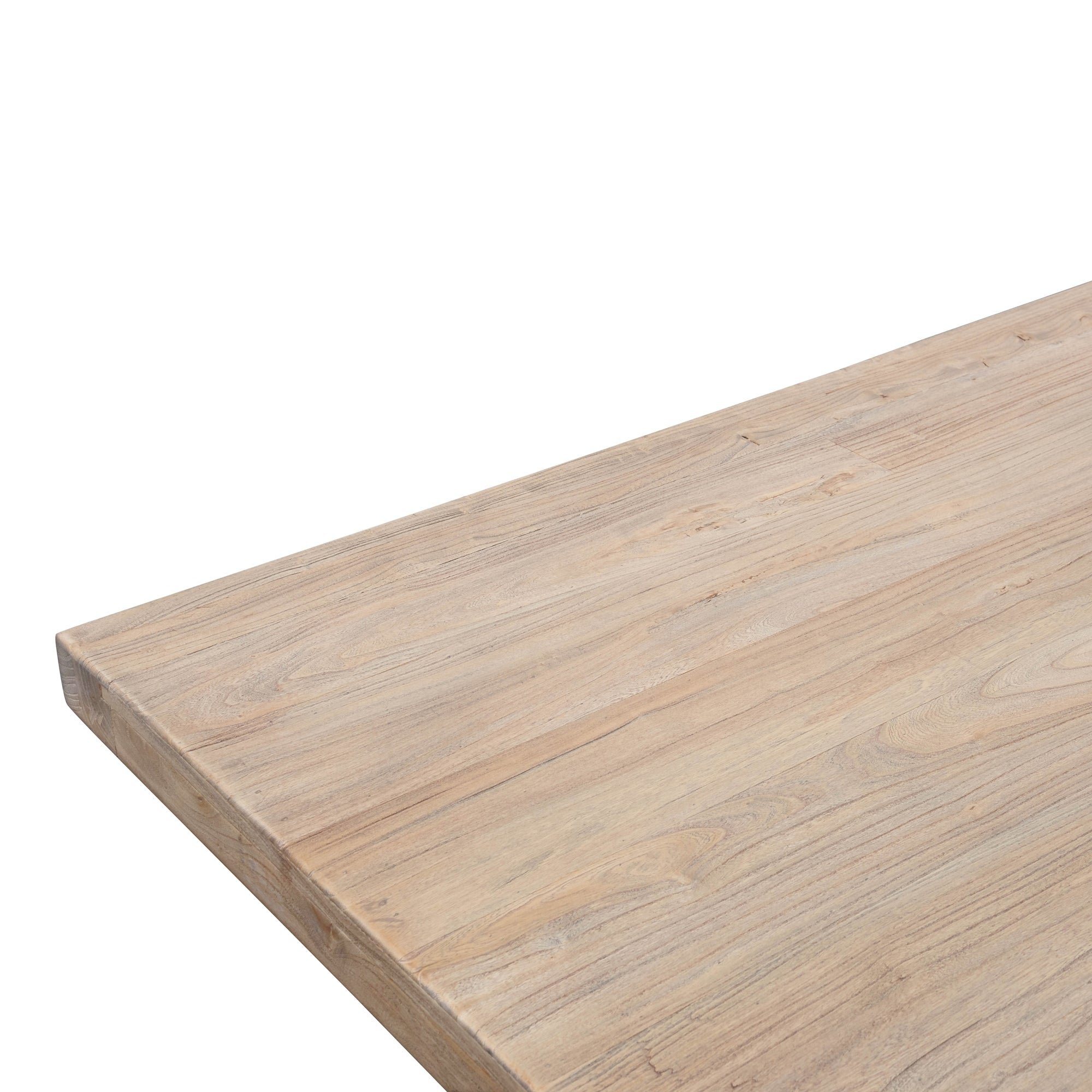 Reclaimed Elm Wood Siena Dining Table 3m - Rustic Natural - Thick Top