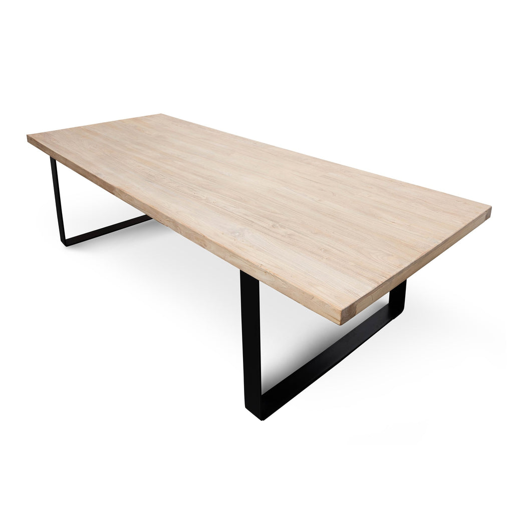 Reclaimed Elm Wood Siena Dining Table 3m - Rustic Natural - Thick Top