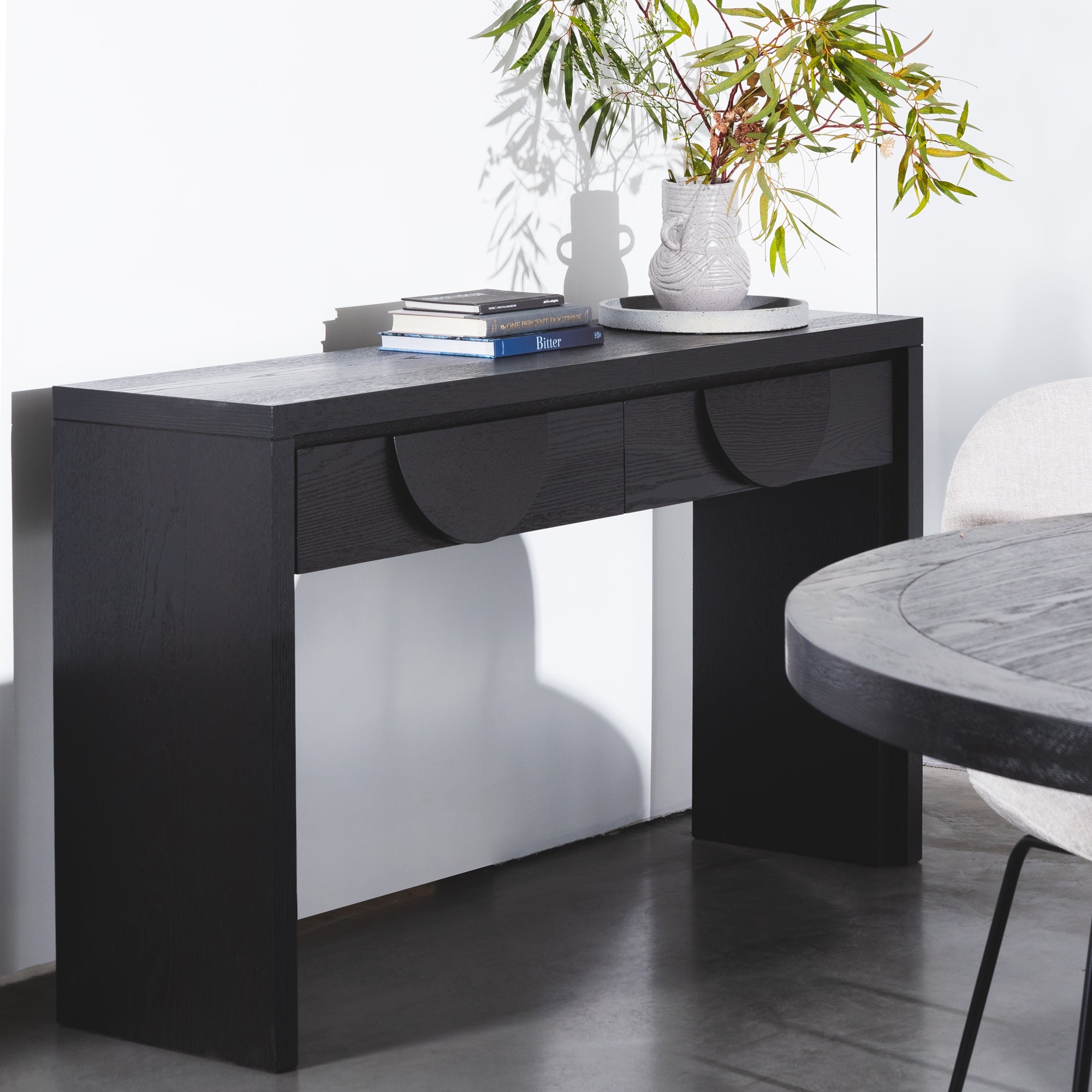 1.4m Ferrara Console Table - Textured Espresso Black