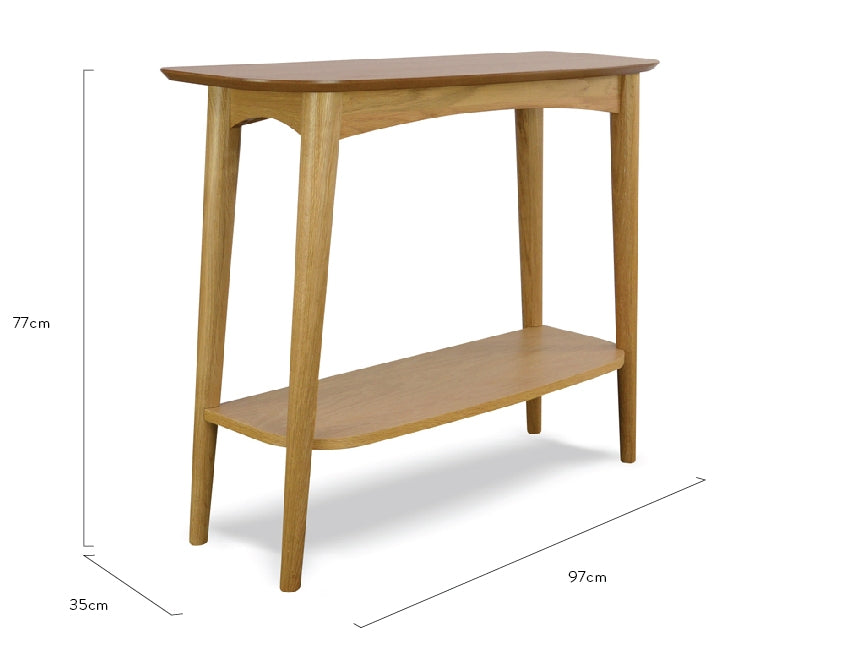 Narrow Wood Ferrara Console Table with Shelf
