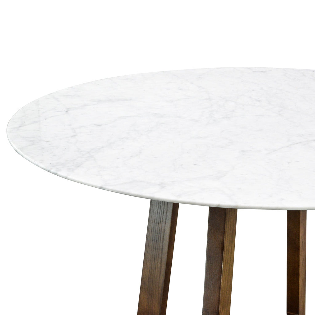 1.15m Round Marble Siena Dining Table - Dark Brown Base