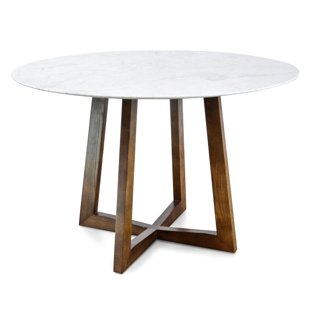 1.15m Round Marble Siena Dining Table - Dark Brown Base
