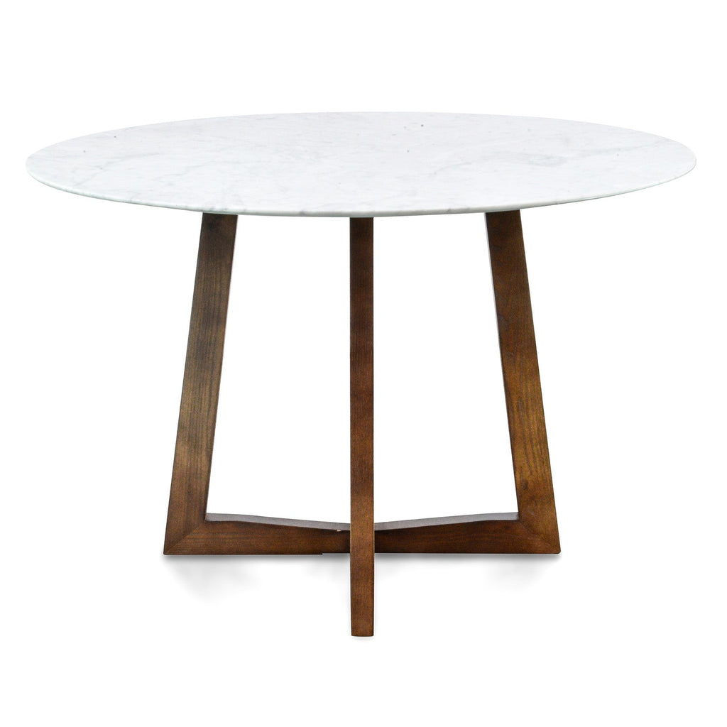 1.15m Round Marble Siena Dining Table - Dark Brown Base