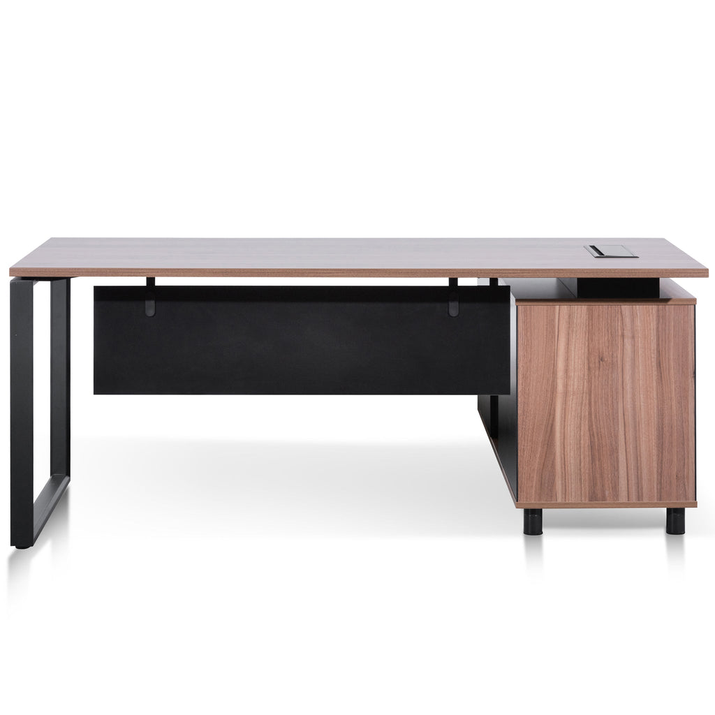1.8m Milano Executive Desk Left Return with Black Legs - Walnut