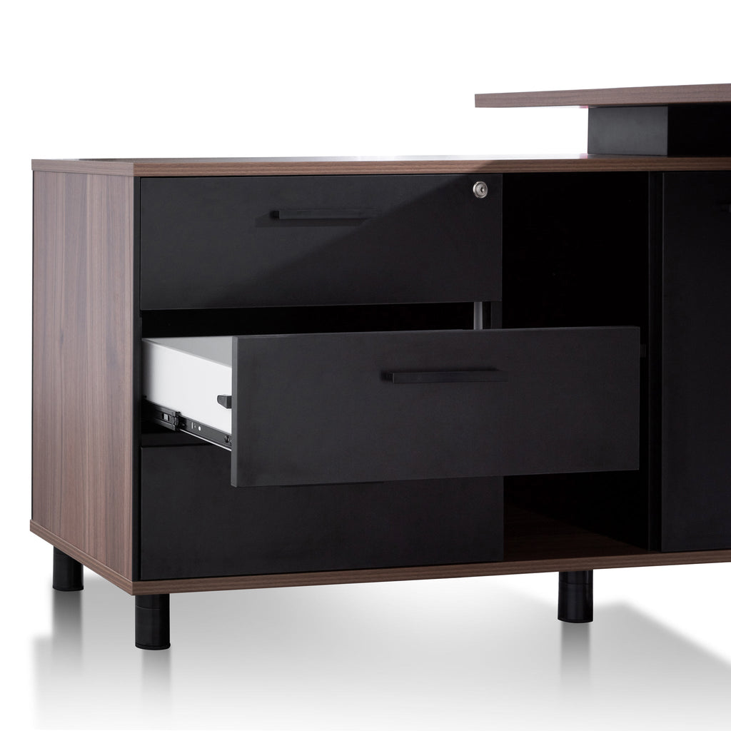 1.8m Milano Executive Desk Left Return with Black Legs - Walnut