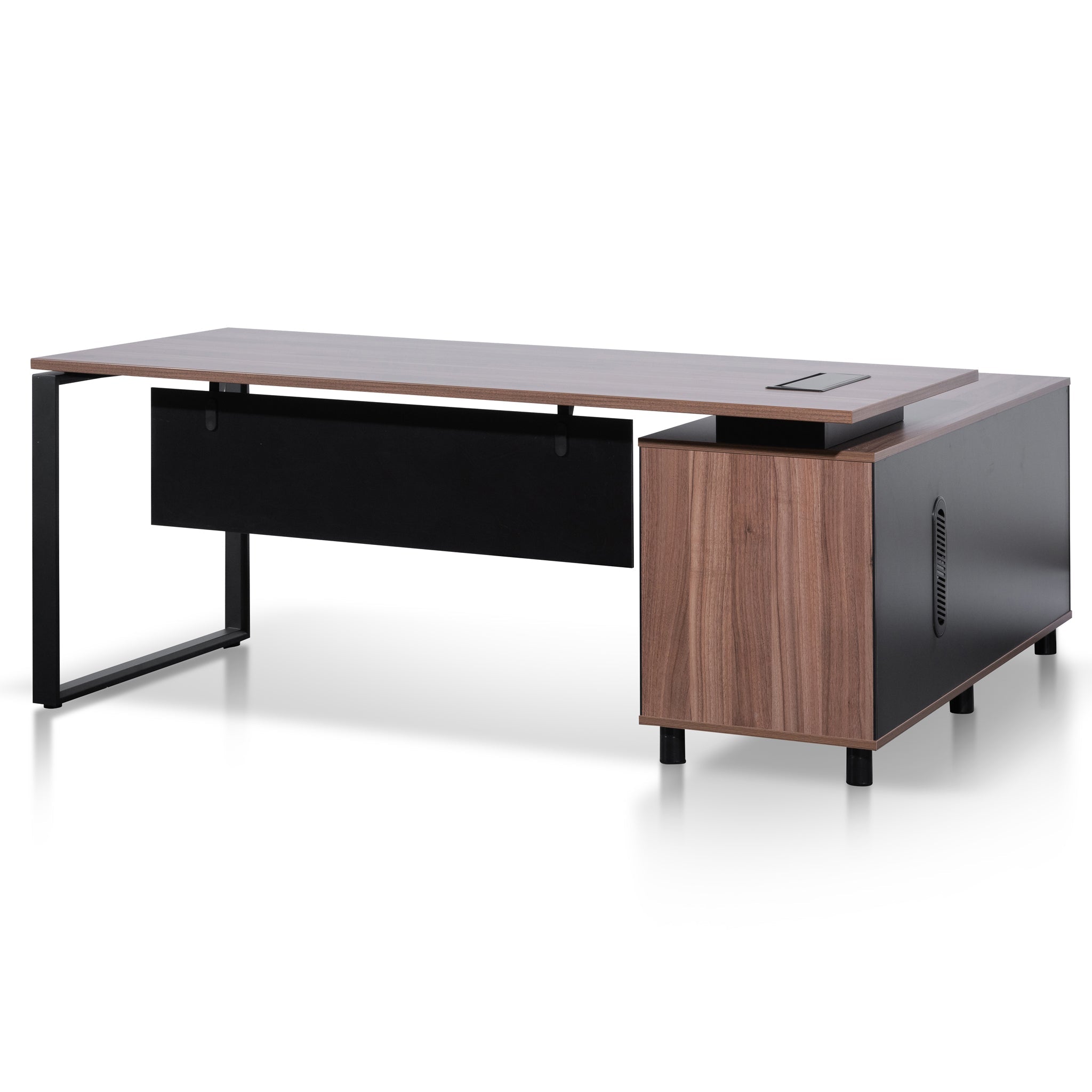 1.8m Milano Executive Desk Left Return with Black Legs - Walnut