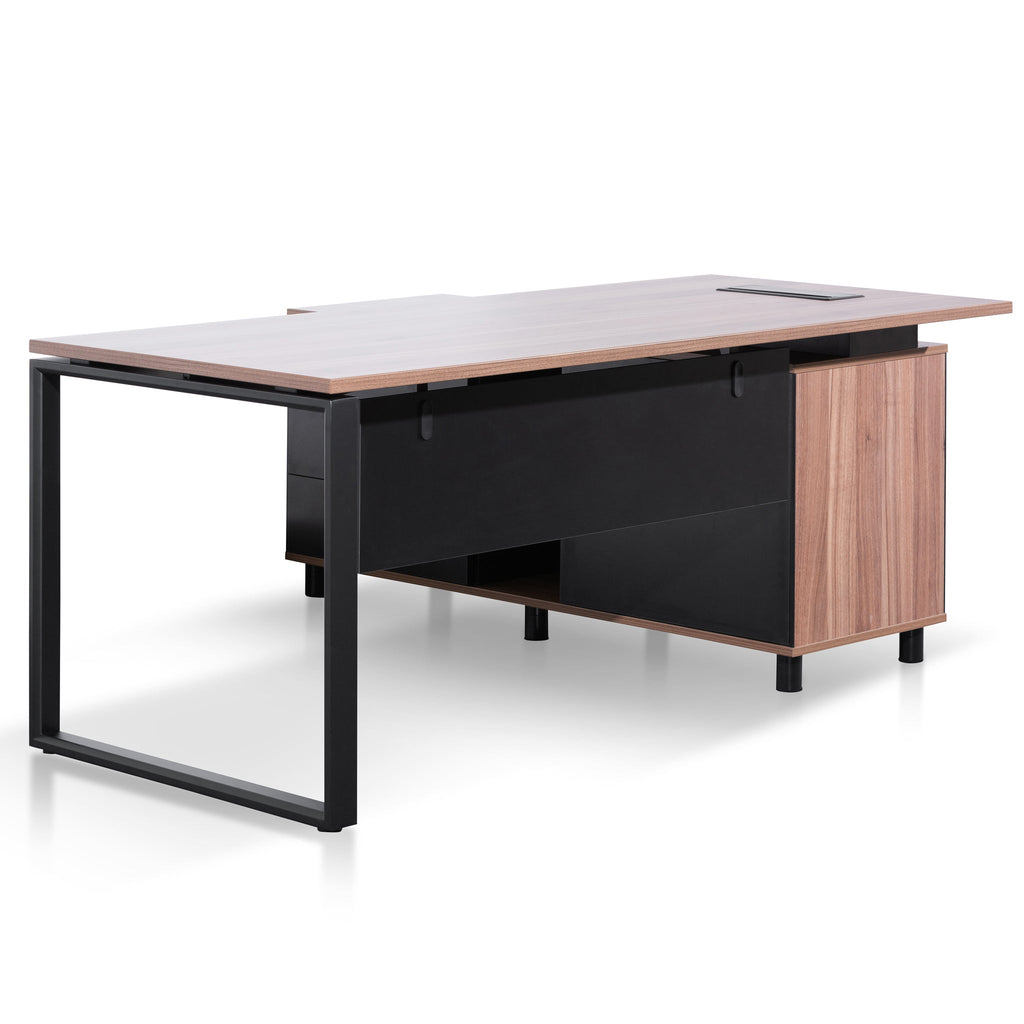 1.8m Milano Executive Desk Left Return with Black Legs - Walnut