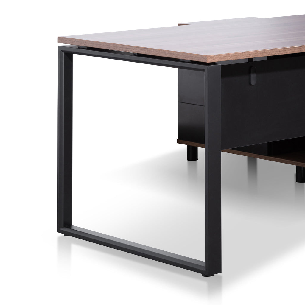 1.8m Milano Executive Desk Left Return with Black Legs - Walnut